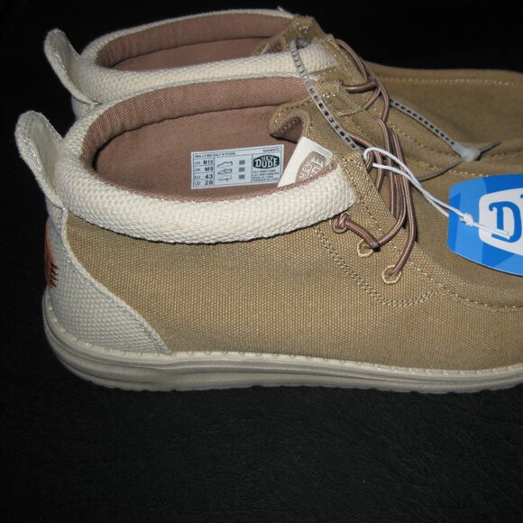 NWT Hey Dude Shoes Wally Mid Salt N Stone in Tan/White size 10 w/ 1/2 high top